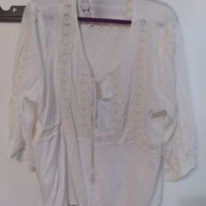 Off white top with lace insets